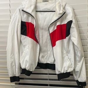 Sporty jacket red white and back athletic